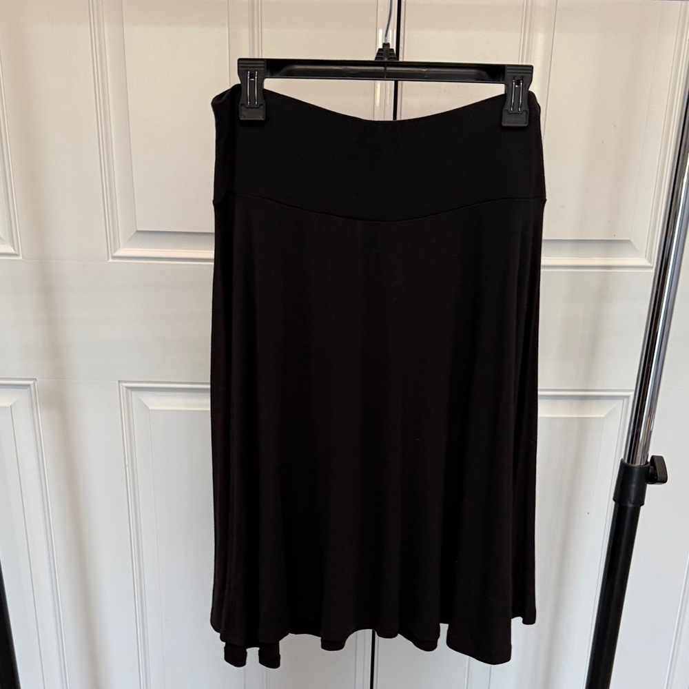 Philosophy Black Midi Skirt with Flared Hem